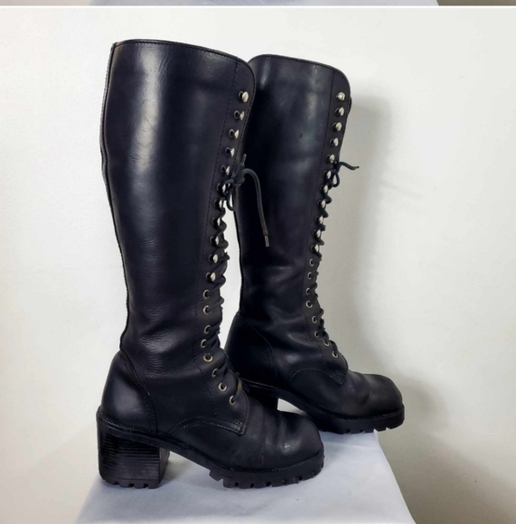 Vintage 90s Lace Up Punk Y2K Combat Boots - Picture 5 of 13